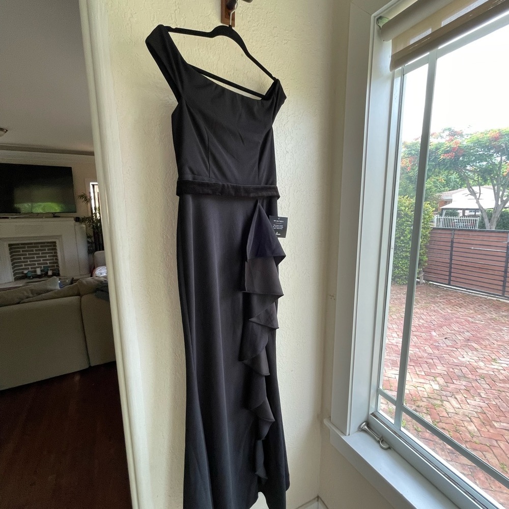 Lulus Ballroom Bound Black Off-the-Shoulder Maxi Dress.